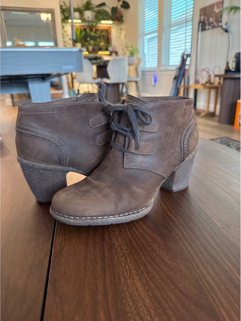 Clarks Women's Brown Suede Ankle Booties with Block Heel